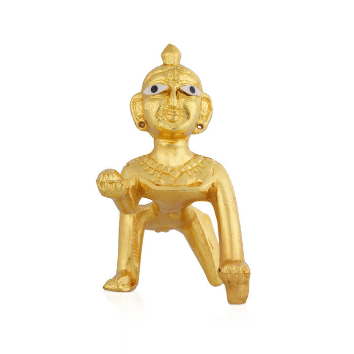 Crawling Krishna Murti - 3.5 x 3 Inches | Gold Polish Idol/ Krishnar Statue for Pooja Room