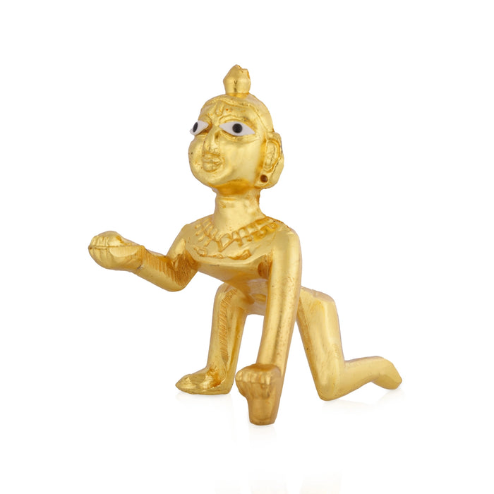 Crawling Krishna Murti - 3.5 x 3 Inches | Gold Polish Idol/ Krishnar Statue for Pooja Room