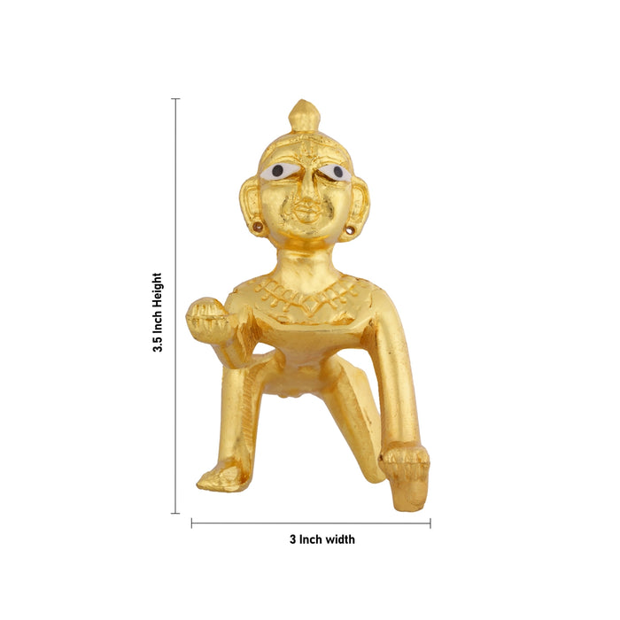 Crawling Krishna Murti - 3.5 x 3 Inches | Gold Polish Idol/ Krishnar Statue for Pooja Room