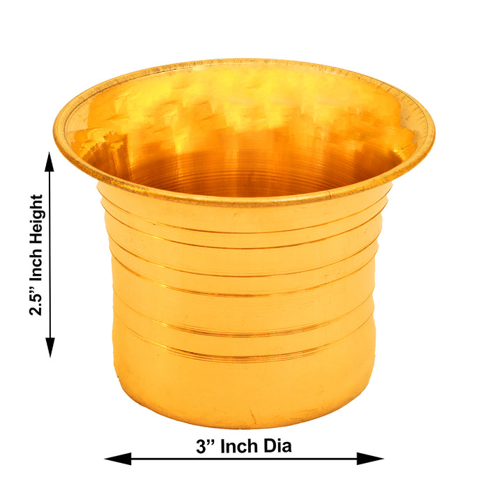 Brass Panchapatra - 2.5 x 3 Inch | Pancha Patra/ Panch Patra/ Panchapatram for Pooja - Panchapatra & Uddarani