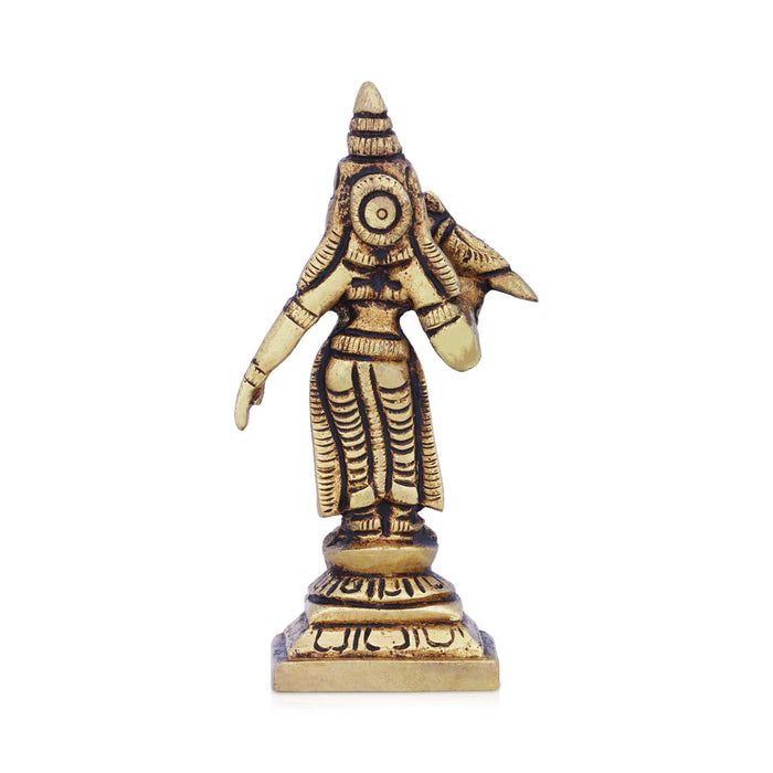 Meenakshi Amman Statue - 3.5 x 2 Inches | Brass Idol/ Meenakshi Amman Idol for Pooja/ 130 Gms Approx - Brass Murties