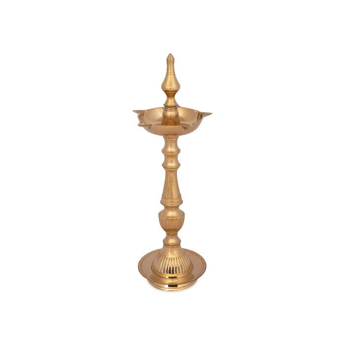 Kerala Lamp - 18 x 5 Inches | Daana Design Brass Vilakku/ Brass Deep for Pooja/ 1.850 Kgs Approx - Kerala Vilakku