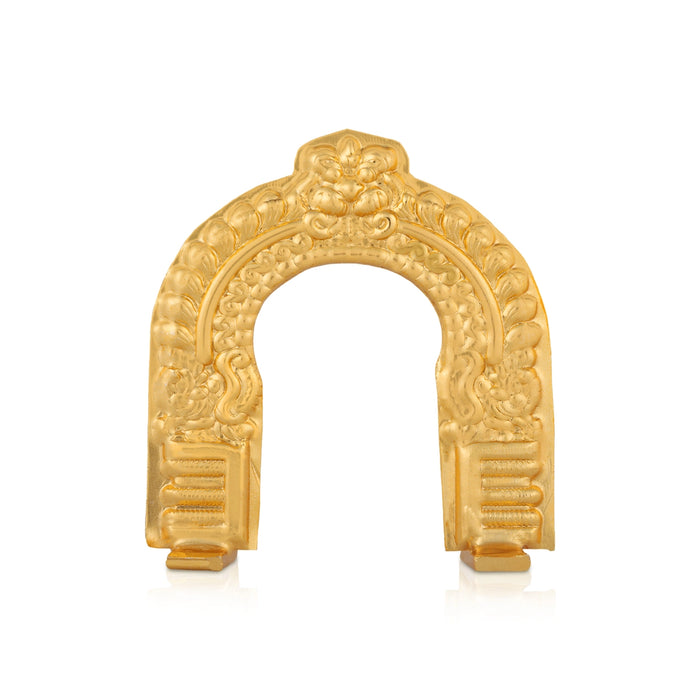 Thiruvachi - 3 x 3 Inches| Copper Gold Polish / Prabhavali / Thiruvatchi for Deity - Pooja Accessories
