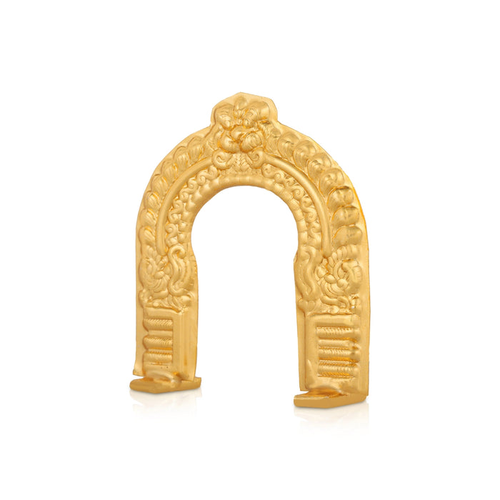Thiruvachi - 3 x 3 Inches| Copper Gold Polish / Prabhavali / Thiruvatchi for Deity - Pooja Accessories