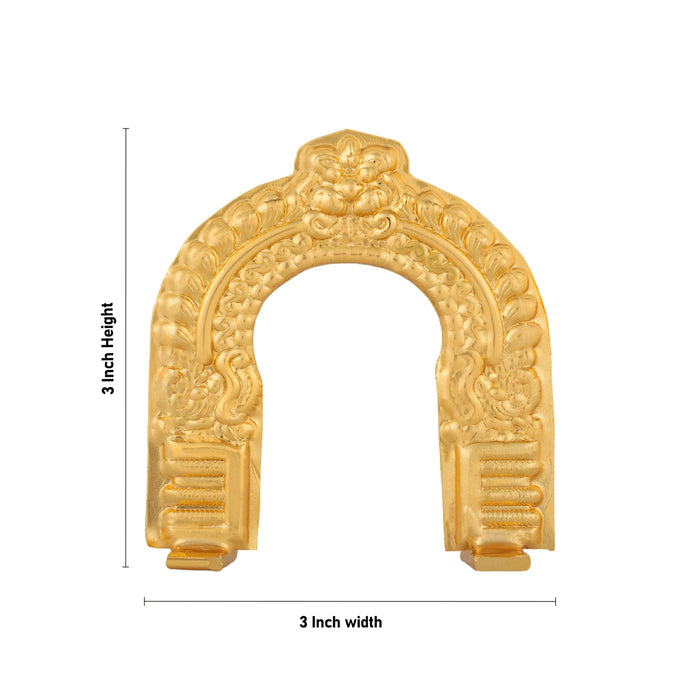 Thiruvachi - 3 x 3 Inches| Copper Gold Polish / Prabhavali / Thiruvatchi for Deity - Pooja Accessories