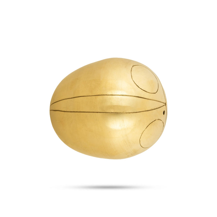 Brass Kopparai Thengai - 4 X 2.5 Inches | Brass Coconut/ Nariyal Khopra For Pooja Rituals - Pooja Thali Accessories