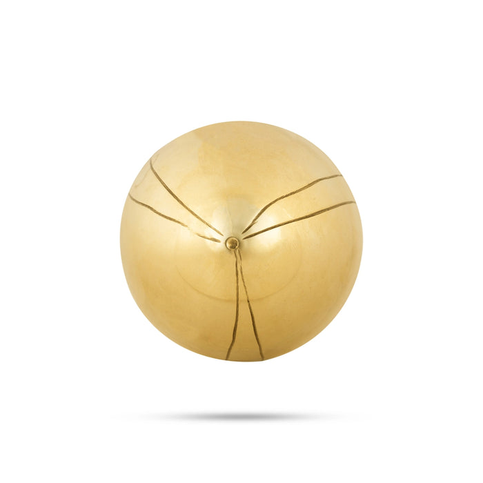 Brass Kopparai Thengai - 4 X 2.5 Inches | Brass Coconut/ Nariyal Khopra For Pooja Rituals - Pooja Thali Accessories