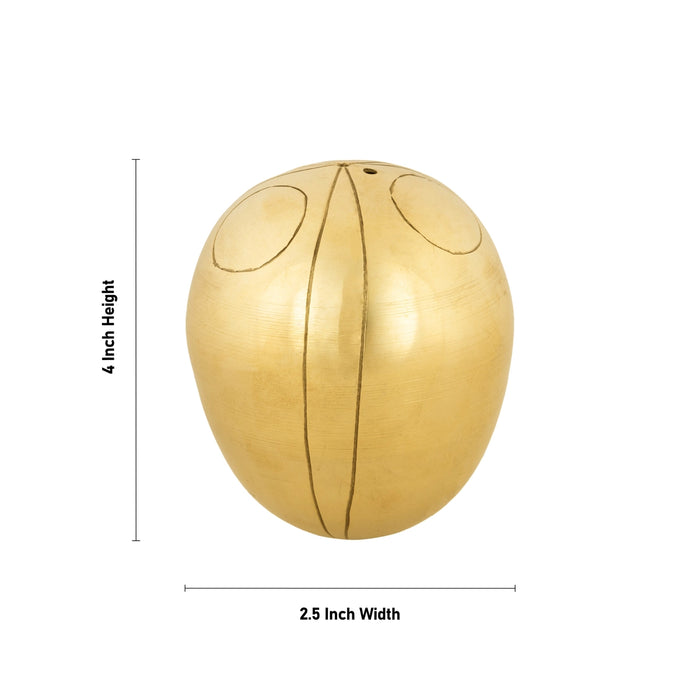 Brass Kopparai Thengai - 4 X 2.5 Inches | Brass Coconut/ Nariyal Khopra For Pooja Rituals - Pooja Thali Accessories