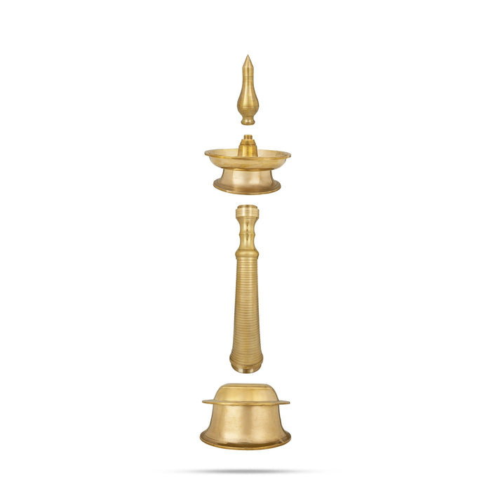Kerala Lamp - 36.5 x 10.5 Inches | Brass Deepam / Kuthu Vilakku / Kerala Kuthuvilakku For home & Pooja - Kerala Vilakku