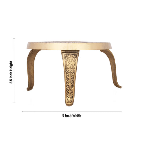 Mukkali Stand - 3.5 x 5 Inches | Brass Mukkali Stool for Pooja/ 360 Gms Approx - Pooja Aasan & Bajot & Pooja Mat