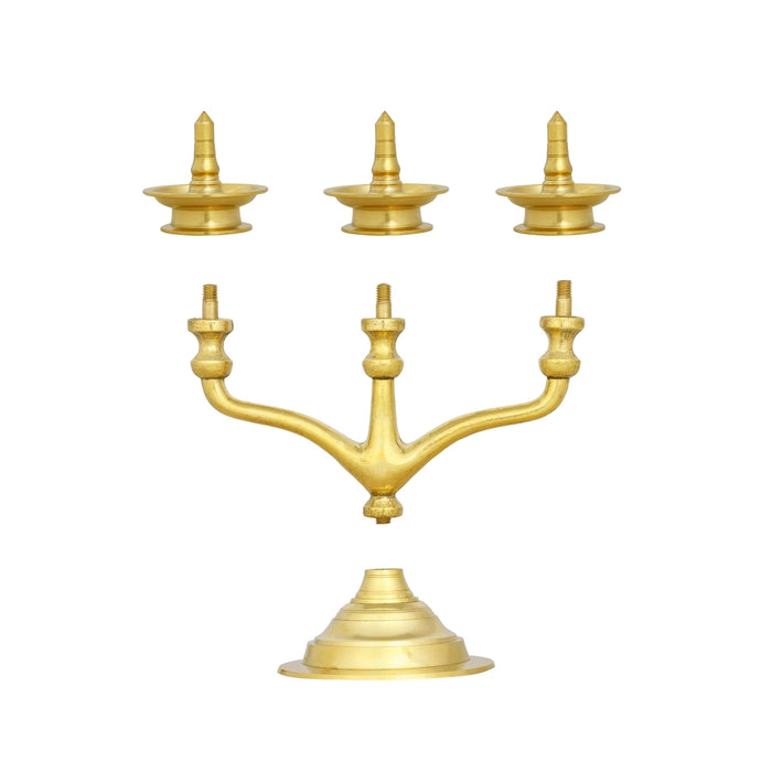 Brass Lamp - 9 x 11 Inches | Sara Balak Branch Brass Deepam/ Brass Vilakku for Pooja - Decorative Lamp