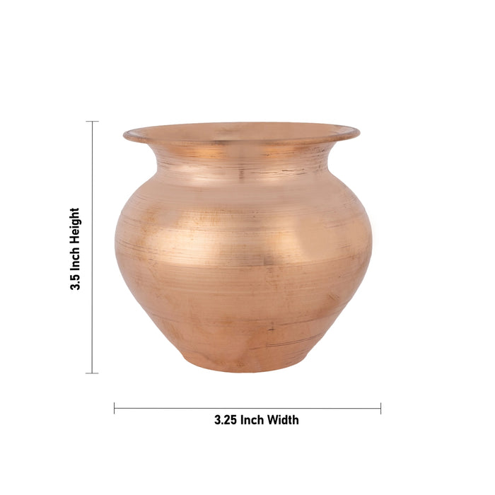 Brass Lota - 3.5 x 3.25 Inches | Chombu / Pooja Pot / Brass Kalash for Home & Pooja