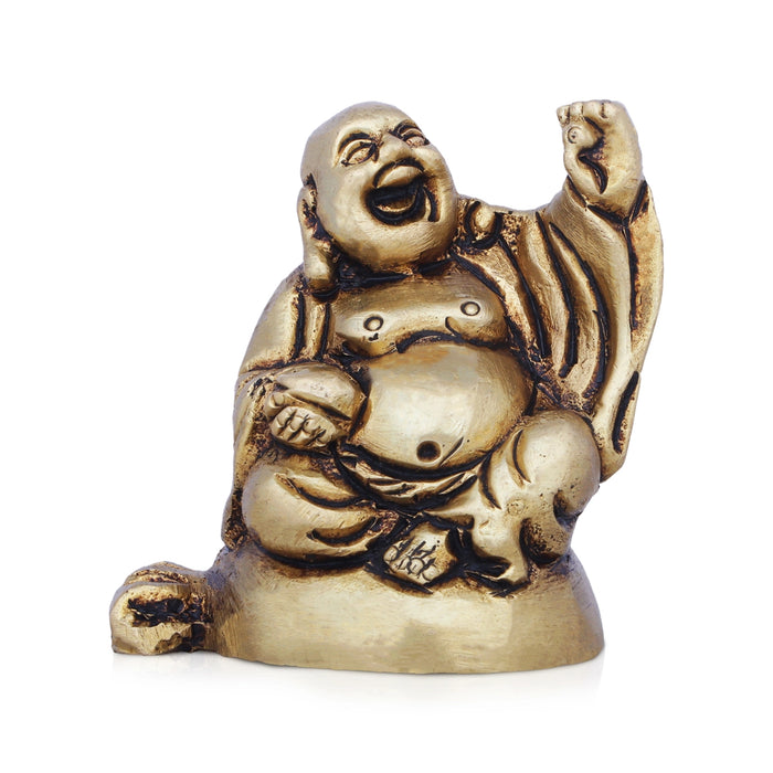 Happy Man - 2 x 1.75 Inches | Antique Brass Idol/ Happy Man Idol for Home Decor/ 140 Gms Approx - Table Stand Accessories