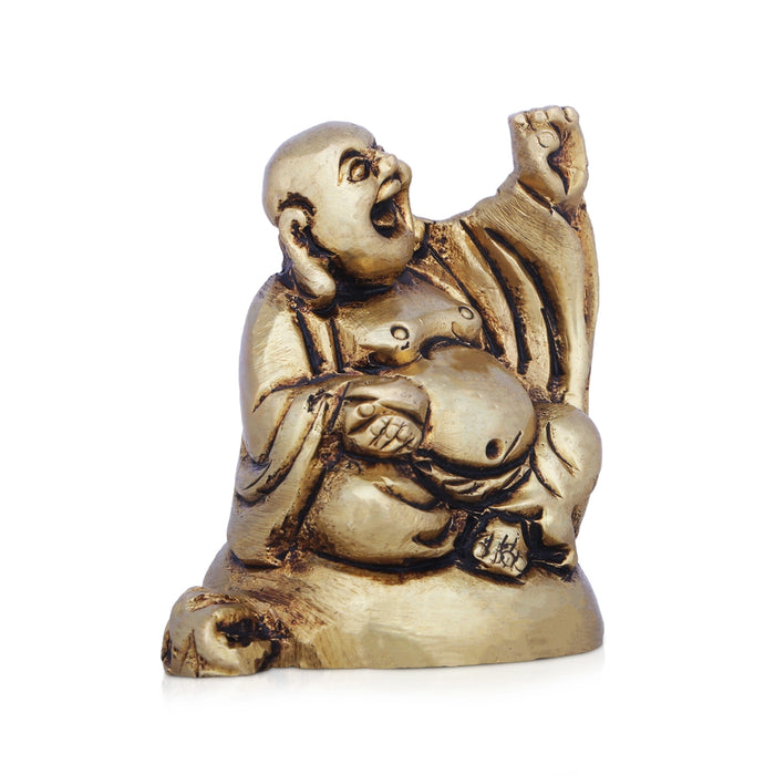 Happy Man - 2 x 1.75 Inches | Antique Brass Idol/ Happy Man Idol for Home Decor/ 140 Gms Approx - Table Stand Accessories