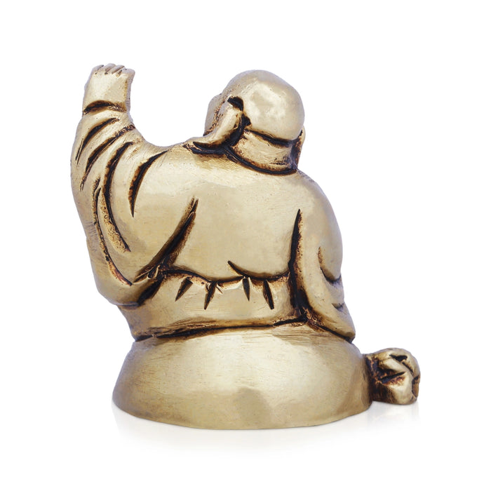Happy Man - 2 x 1.75 Inches | Antique Brass Idol/ Happy Man Idol for Home Decor/ 140 Gms Approx - Table Stand Accessories