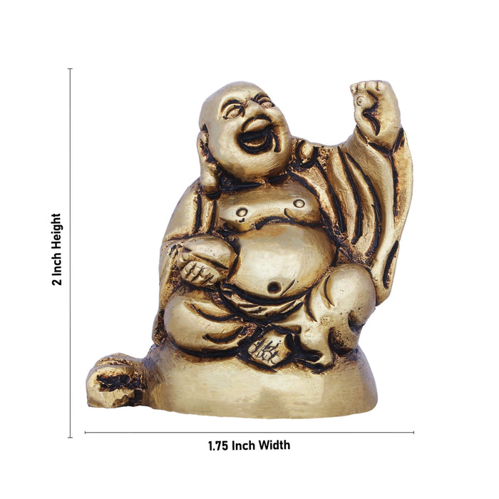 Happy Man - 2 x 1.75 Inches | Antique Brass Idol/ Happy Man Idol for Home Decor/ 140 Gms Approx - Table Stand Accessories