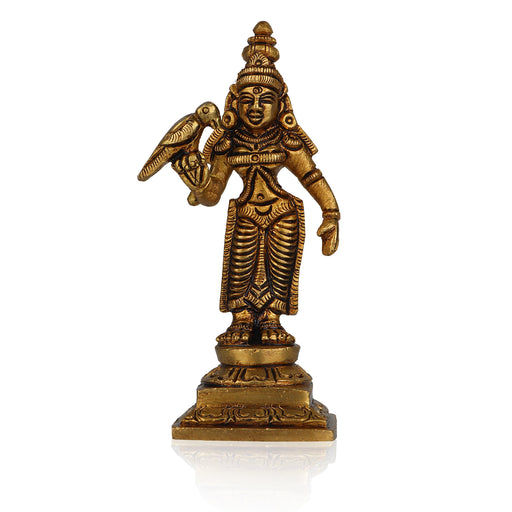 Meenakshi Amman Statue - 4 Inches | Meenakshi Brass Idol/ Antique Finish Meenakshi Statue for Pooja - Brass Murties