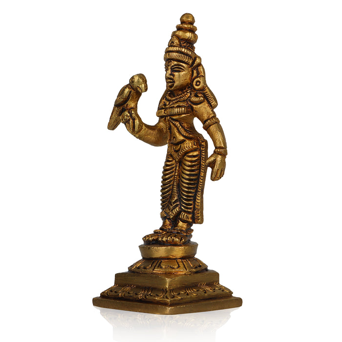 Meenakshi Amman Statue - 4 Inches | Meenakshi Brass Idol/ Antique Finish Meenakshi Statue for Pooja - Brass Murties