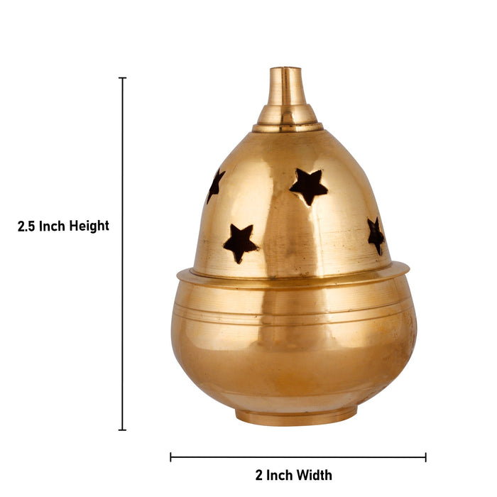Brass Diya - Apple - 2.5 x 2 Inches | Nanda Deep/ Agal Vilakku/ Brass Lamp/ Brass Deepam for Pooja
