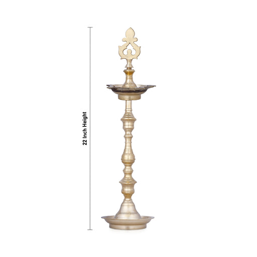 Kuthu Vilakku - 22 Inches | Brass Deepam / Plain Pirai Design Lamp/ Kuthuvilakku For home & Pooja - Kuthuvilakku