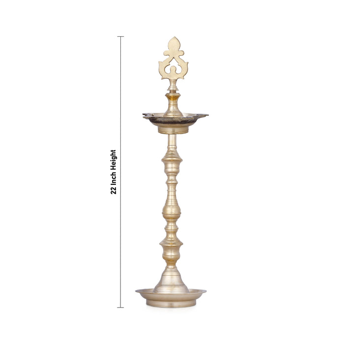Kuthu Vilakku - 22 Inches | Brass Deepam / Plain Pirai Design Lamp/ Kuthuvilakku For home & Pooja - Kuthuvilakku