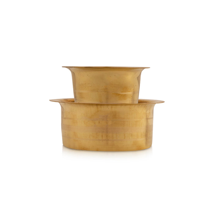 Coffee Dabara Set - 3 x 3.5 Inches | Brass Dabara Set/ Davara Set for Home/ 145 Gms Approx - Kitchen
