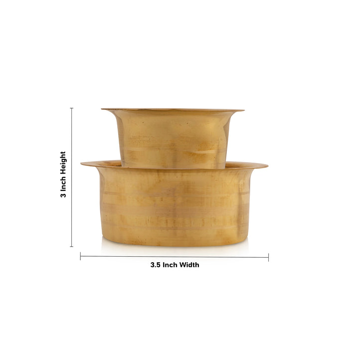 Coffee Dabara Set - 3 x 3.5 Inches | Brass Dabara Set/ Davara Set for Home/ 145 Gms Approx - Kitchen