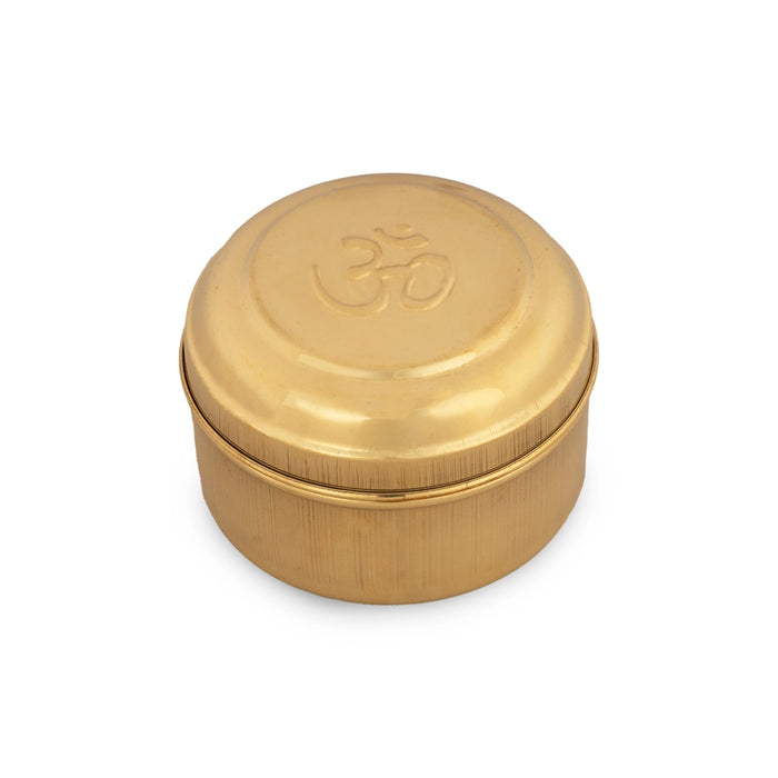 Pooja Box - 3 x 4 Inches | Brass Storage Box/ Brass Storage Container for Home/ 139 Gms Approx - Pooja Box & Paduka