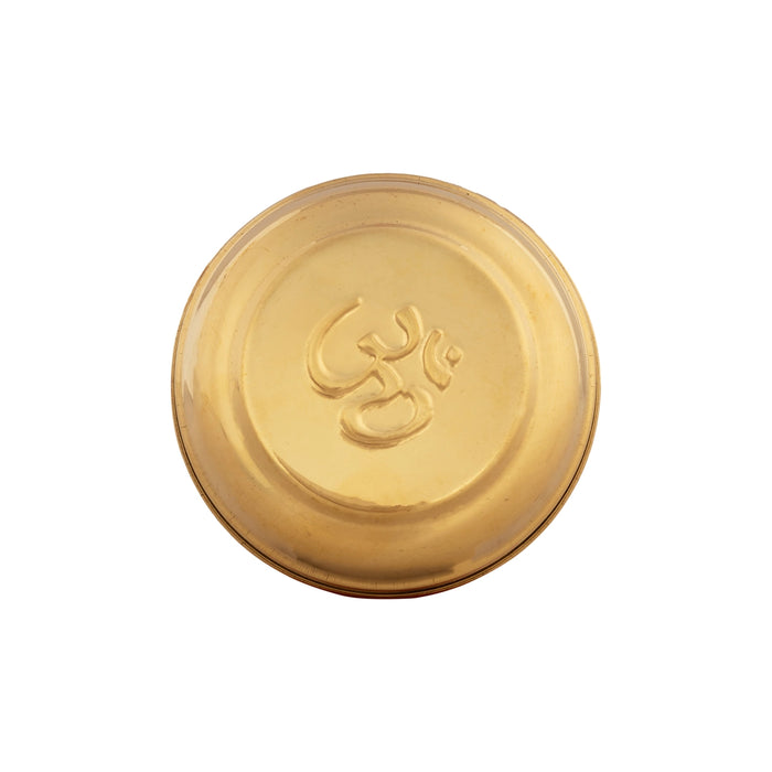 Pooja Box - 3 x 4 Inches | Brass Storage Box/ Brass Storage Container for Home/ 139 Gms Approx - Pooja Box & Paduka