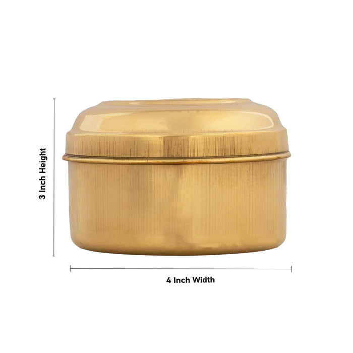 Pooja Box - 3 x 4 Inches | Brass Storage Box/ Brass Storage Container for Home/ 139 Gms Approx - Pooja Box & Paduka