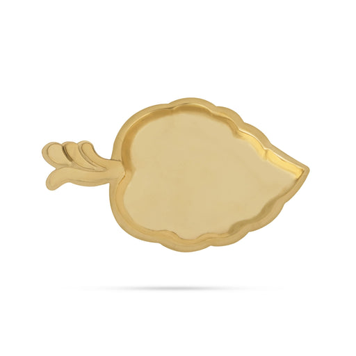 Leaf Design Brass Plate - 5.5 x 3.5 Inches | Pooja Thali Plate/ Pooja Plate for Home - Pooja Plate & Tray