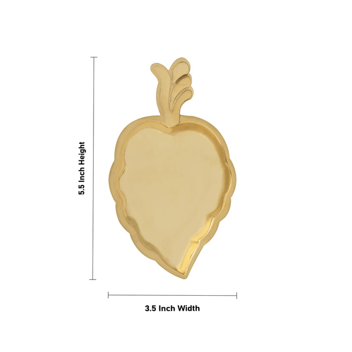 Leaf Design Brass Plate - 5.5 x 3.5 Inches | Pooja Thali Plate/ Pooja Plate for Home - Pooja Plate & Tray