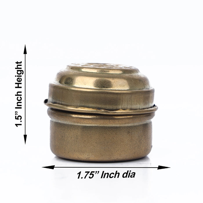 Storage Box - 1.5 x 1.75 Inches | Brass Pooja Box/ Storage Container for Gifting & Pooja Purpose - Pooja Box & Paduka