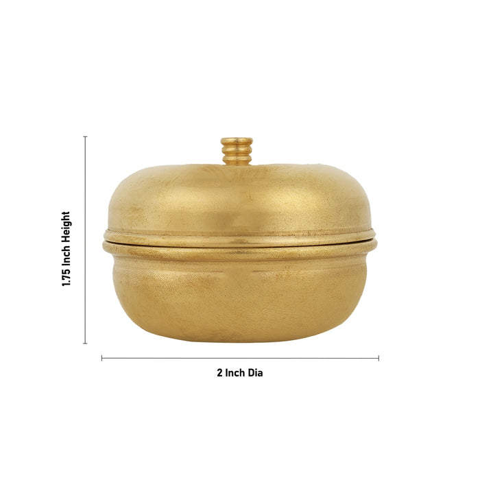 Kumkum Container - 1.75 x 2 Inches | Brass Kumkum Box / Kumkum Holder / Sindoor Dabbi - Sindoor Box