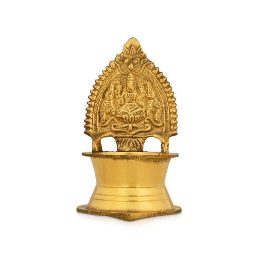 Kamakshi Vilakku - 3.5 x 2.5 Inches | Brass Lamp/ Gold Polish Kamatchi Deepam for Pooja/ 60 Gms Approx - Deity Lamps