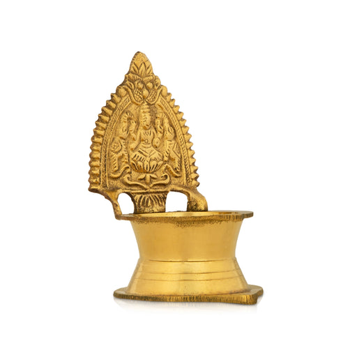Kamakshi Vilakku - 3.5 x 2.5 Inches | Brass Lamp/ Gold Polish Kamatchi Deepam for Pooja/ 60 Gms Approx - Deity Lamps