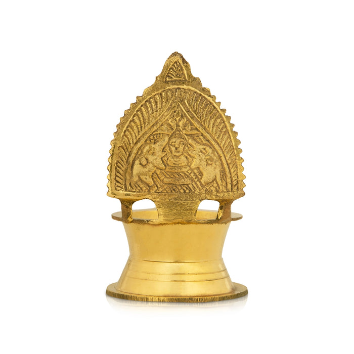 Kamakshi Vilakku - 3.5 x 2.5 Inches | Brass Lamp/ Gold Polish Kamatchi Deepam for Pooja/ 60 Gms Approx - Deity Lamps