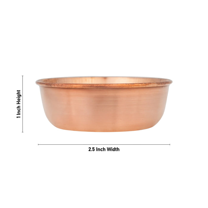 Copper Bowl - 1 X 2.5 Inches | Small Bowl/ Copper Cup/ Pooja Bowl For Daily Offerings & Ritual Use - Bowls