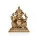 Ganesha sitting On Square Base Murti- 10 x 7 Inches | Antique Brass Idol/ Ganapathi Statue Decor for Home & Pooja - Brass Murties
