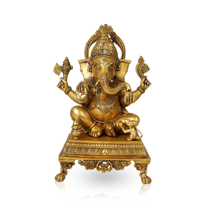Ganesh Murti - 16 Inches | Antique Brass Statue/ Vinayagar Statue/ Ganesha Idol for Pooja - Brass Murties