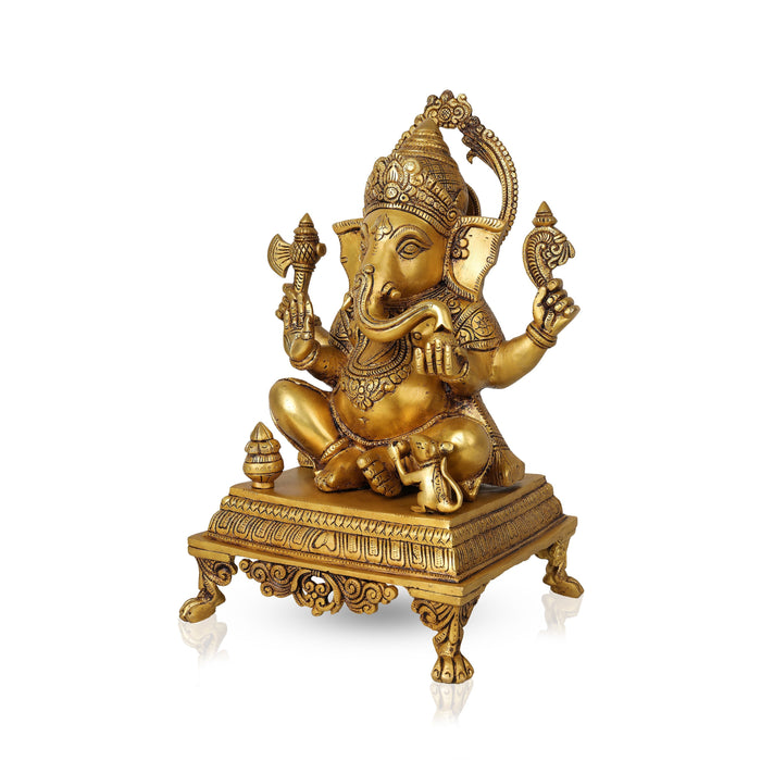 Ganesh Murti - 16 Inches | Antique Brass Statue/ Vinayagar Statue/ Ganesha Idol for Pooja - Brass Murties