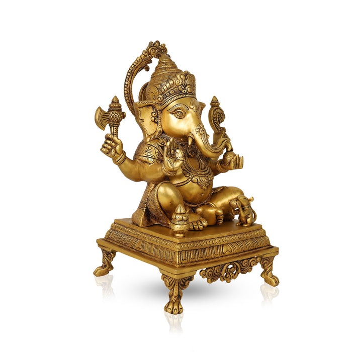 Ganesh Murti - 16 Inches | Antique Brass Statue/ Vinayagar Statue/ Ganesha Idol for Pooja - Brass Murties