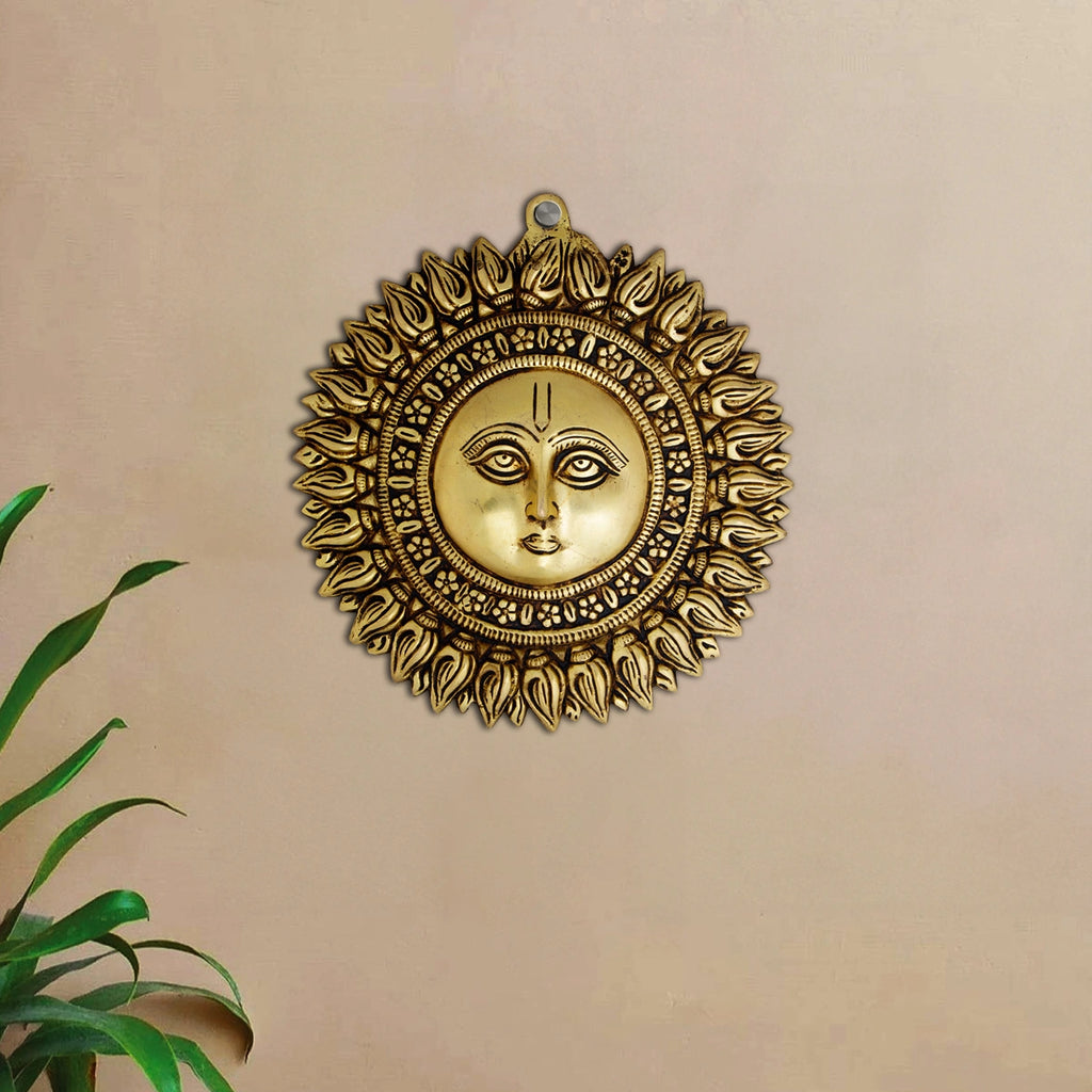 Sun Face Wall Hanging - 8 x 7.5 Inches | Antique Brass Wall Hanging/ Sun Wall Hanging for Home