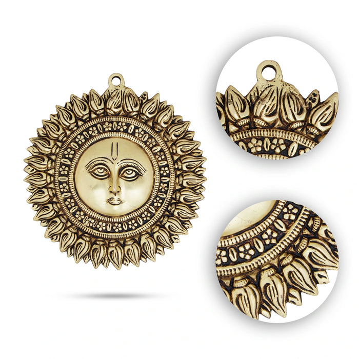 Sun Face Wall Hanging - 8 x 7.5 Inches | Antique Brass Wall Hanging/ Sun Wall Hanging for Home