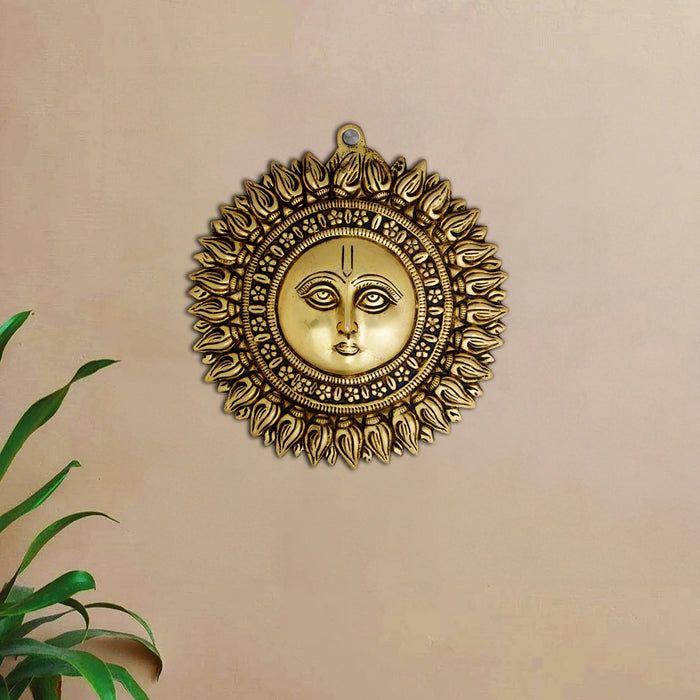 Sun Face Wall Hanging - 8 x 7.5 Inches | Antique Brass Wall Hanging/ Sun Wall Hanging for Home