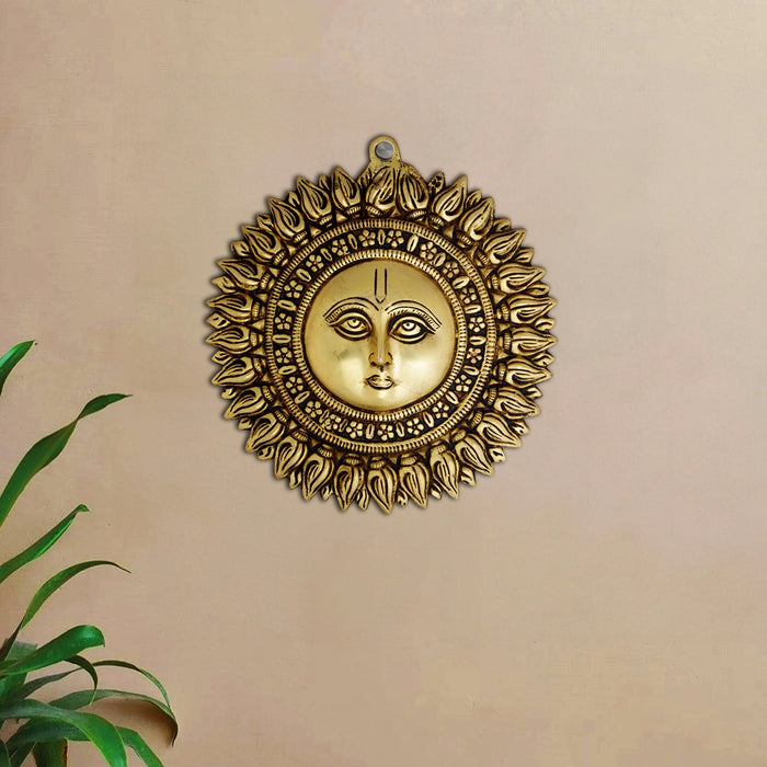 Sun Face Wall Hanging - 8 x 7.5 Inches | Antique Brass Wall Hanging/ Sun Wall Hanging for Home - Wall Hanging