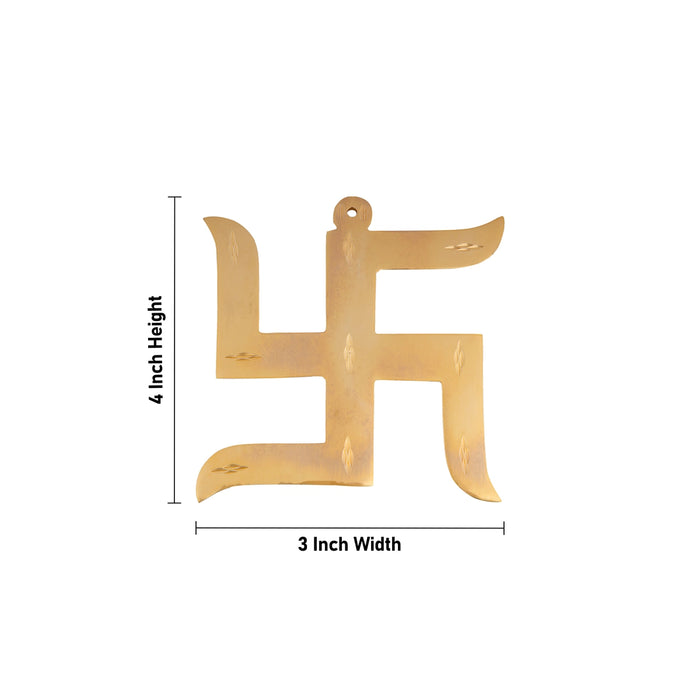 Swastik Wall Hanging - 4 x 3 Inches | Gold Polish Wall Hanger/ Wall Decor for Home & Office - Wall Hanging