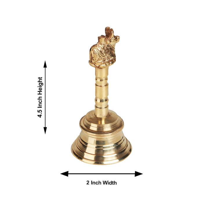 Hand Bell  - 4.5 Inches | Puja Bell/ Brass Bell/ Nandi Handle Ghanti for Home - Pooja Bells
