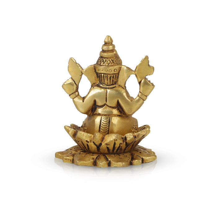 Ganesh Murti - 3 Inches | Antique Brass Statue/ Vinayagar Statue/ Ganesha Idol for Pooja - Brass Murties