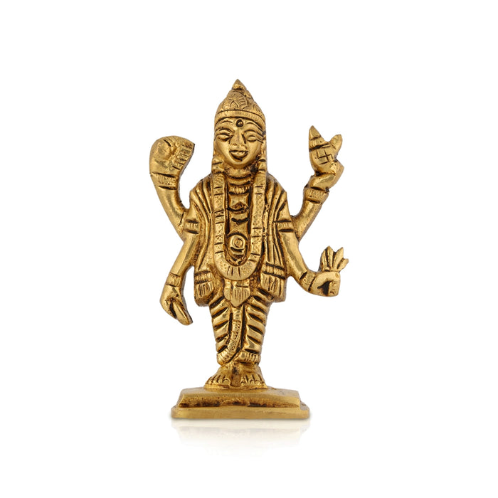 Dhanvantari Murti Standing On Base - 3 X 2 Inches | Antique Brass Idol/ Dhanvantri Murti For Home And Worship - Brass Murties